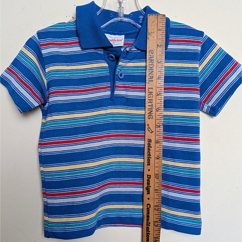 Vintage Healthtex 80s Colorful Striped Polo Shirt Unisex Toddler Size 3T - Picture 5 of 6